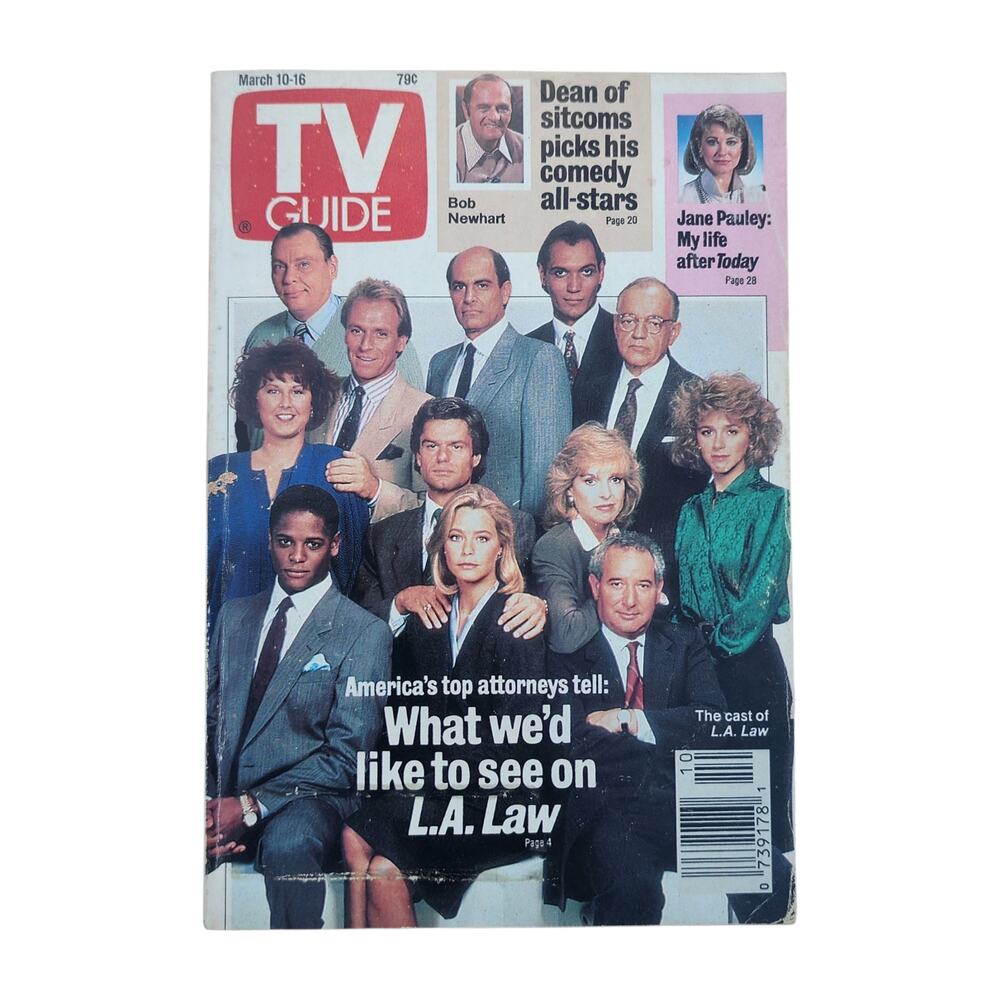 TV Guide Magazine March 10-16 1990 L.A. Law Cast Cover Bob Newhart Jane Pauley